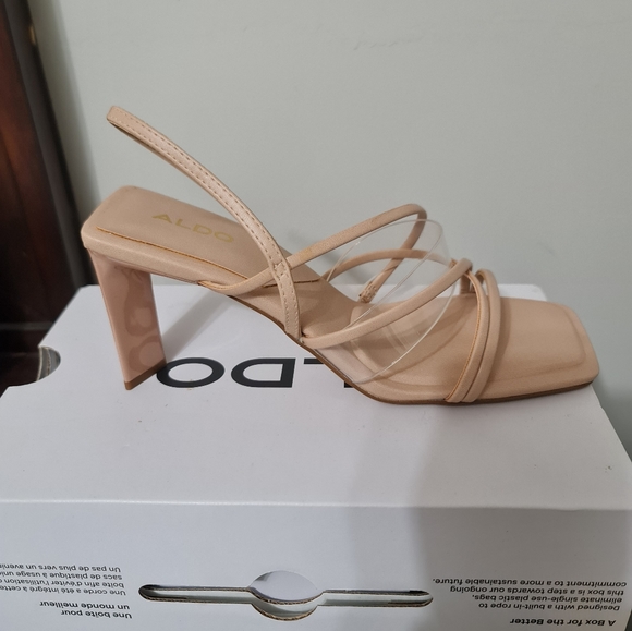 Aldo womens Jennifer270 Bone Women Synthetic Dress Sandals Heeled Sandal - Picture 3 of 6